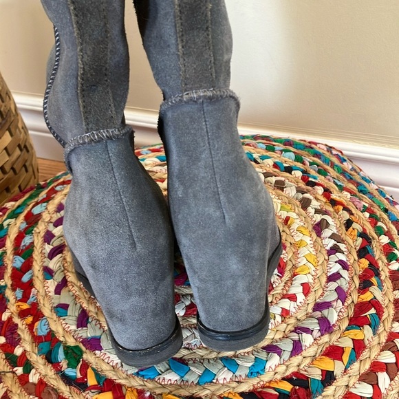 UGG Gray Sude Leather Wedges High Boots - Picture 4 of 8